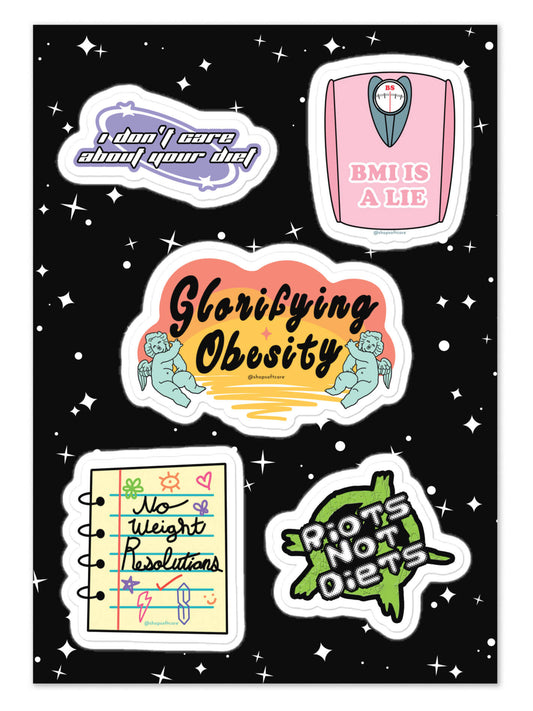 Anti diet sticker sheet.