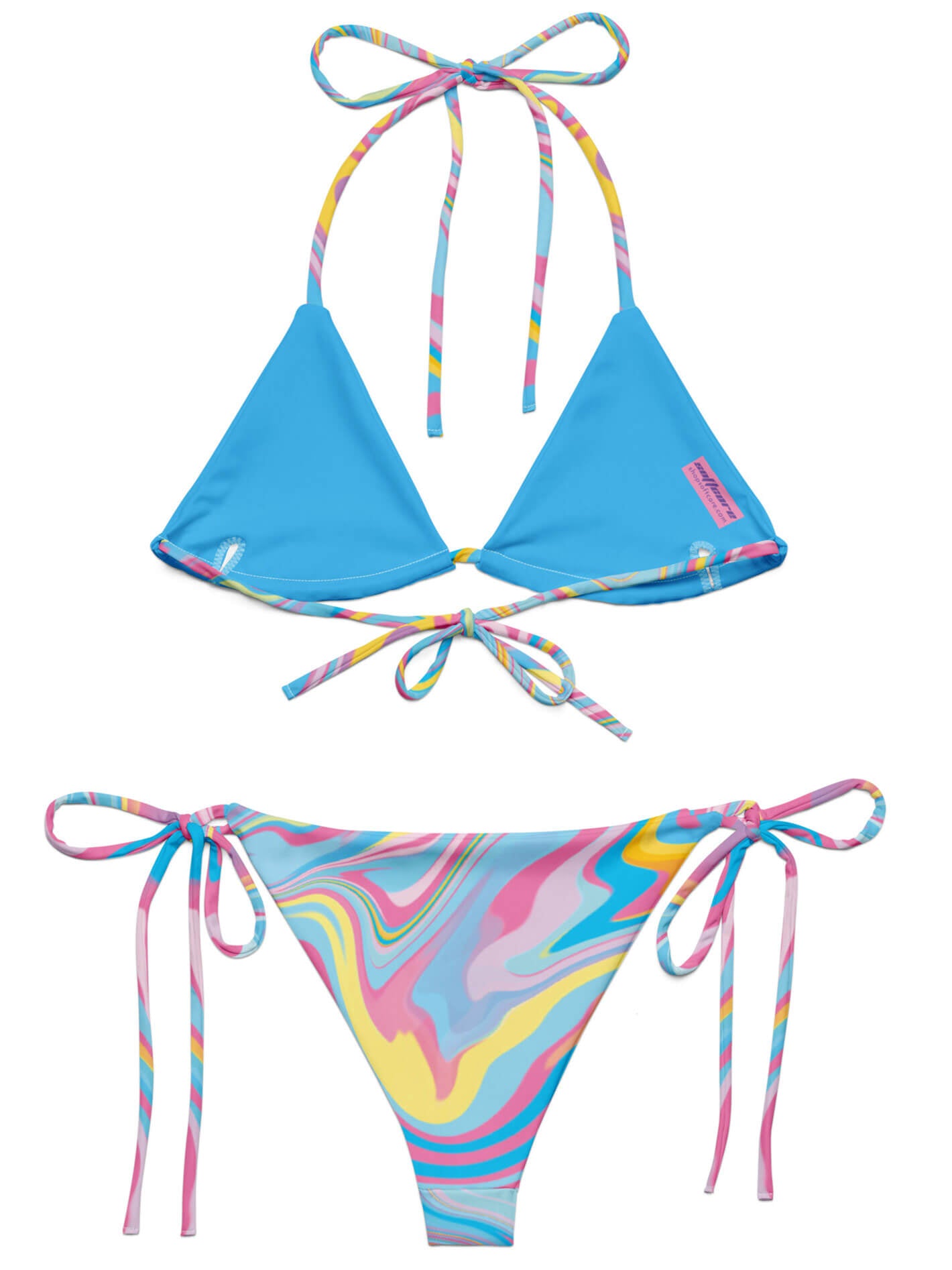 Colorful swirly plus size string bikini.