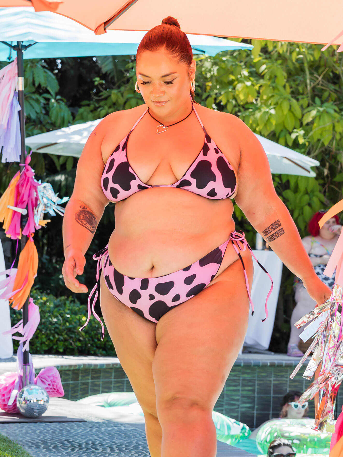 Cow print fatkini.