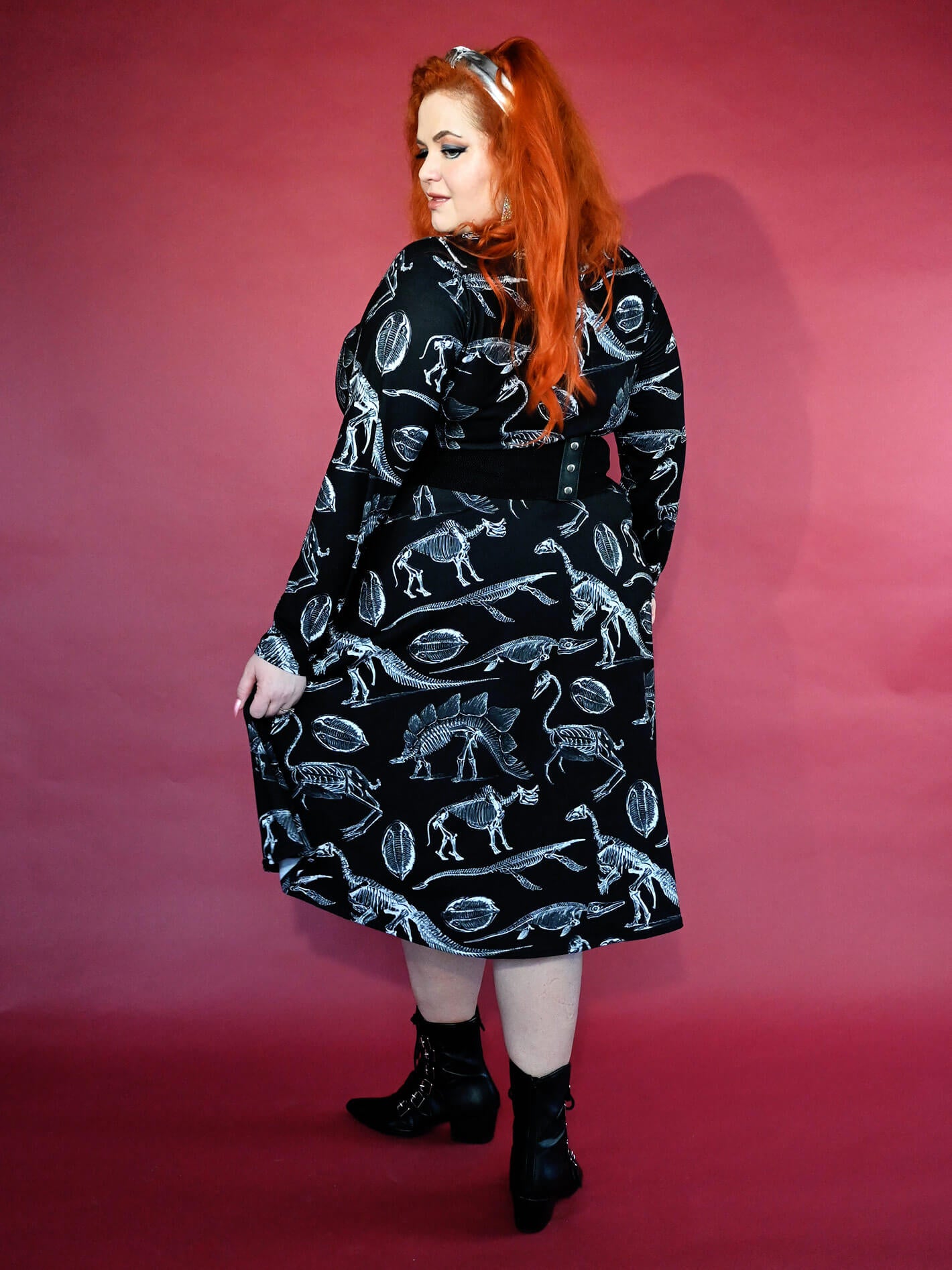 Dinosaur plus size pocket dress.