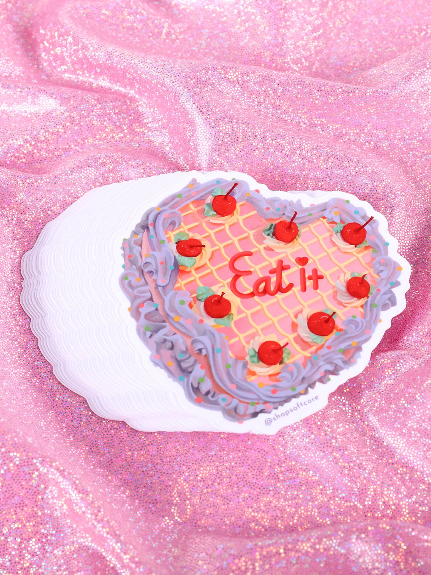 Eat it vintage pastel cake sticker.