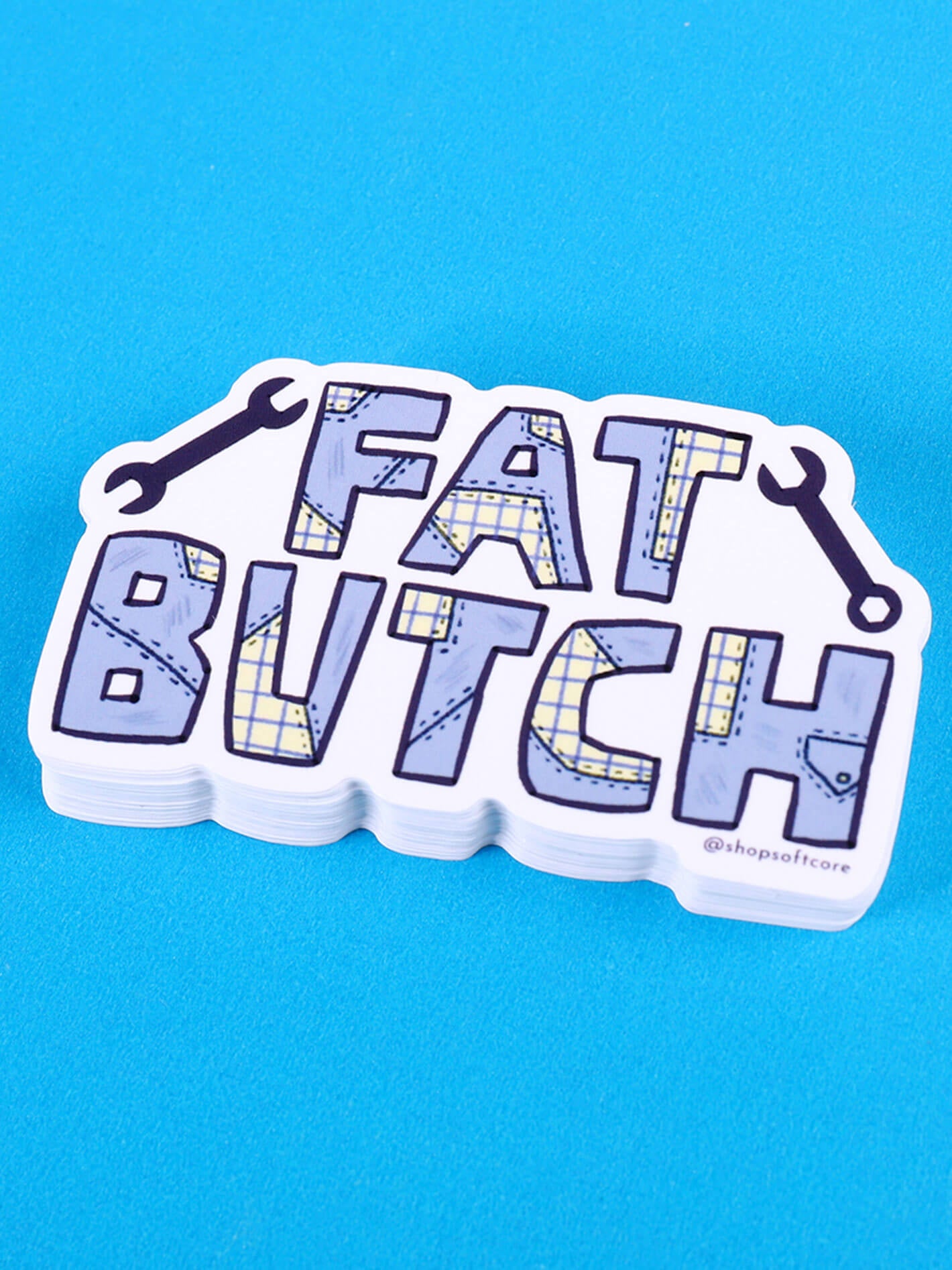 Fat butch masc lesbian sticker.