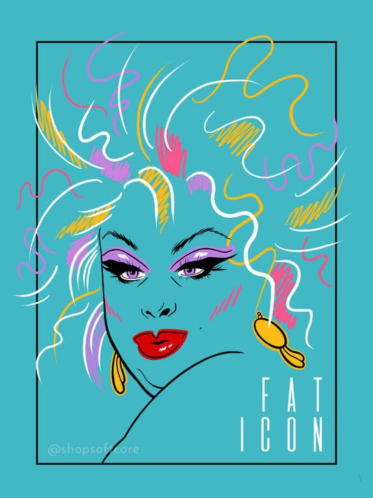 Fat icon Divine drag queen art print.