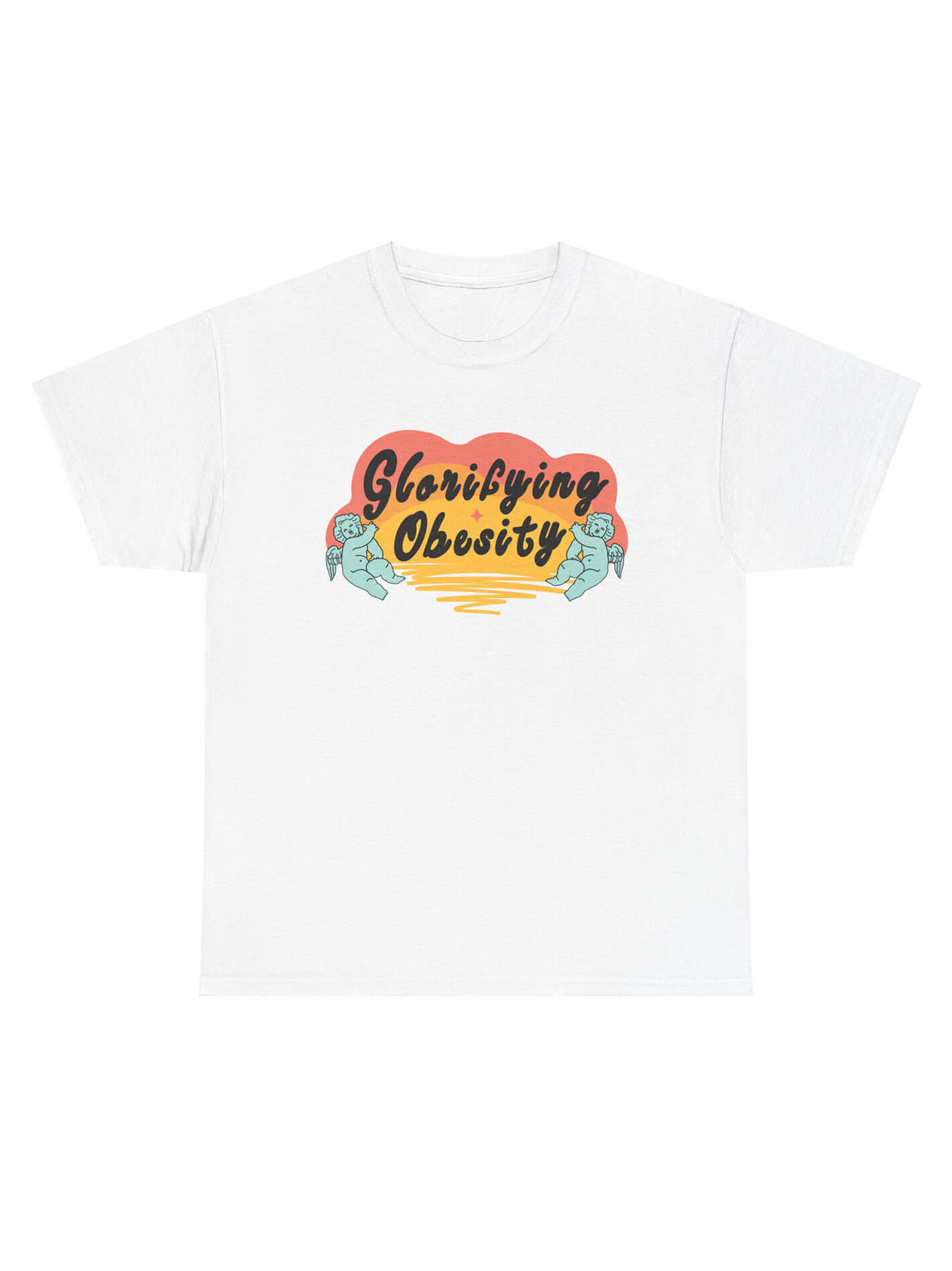 Fat positive glorifying obesity graphic t-shirt.