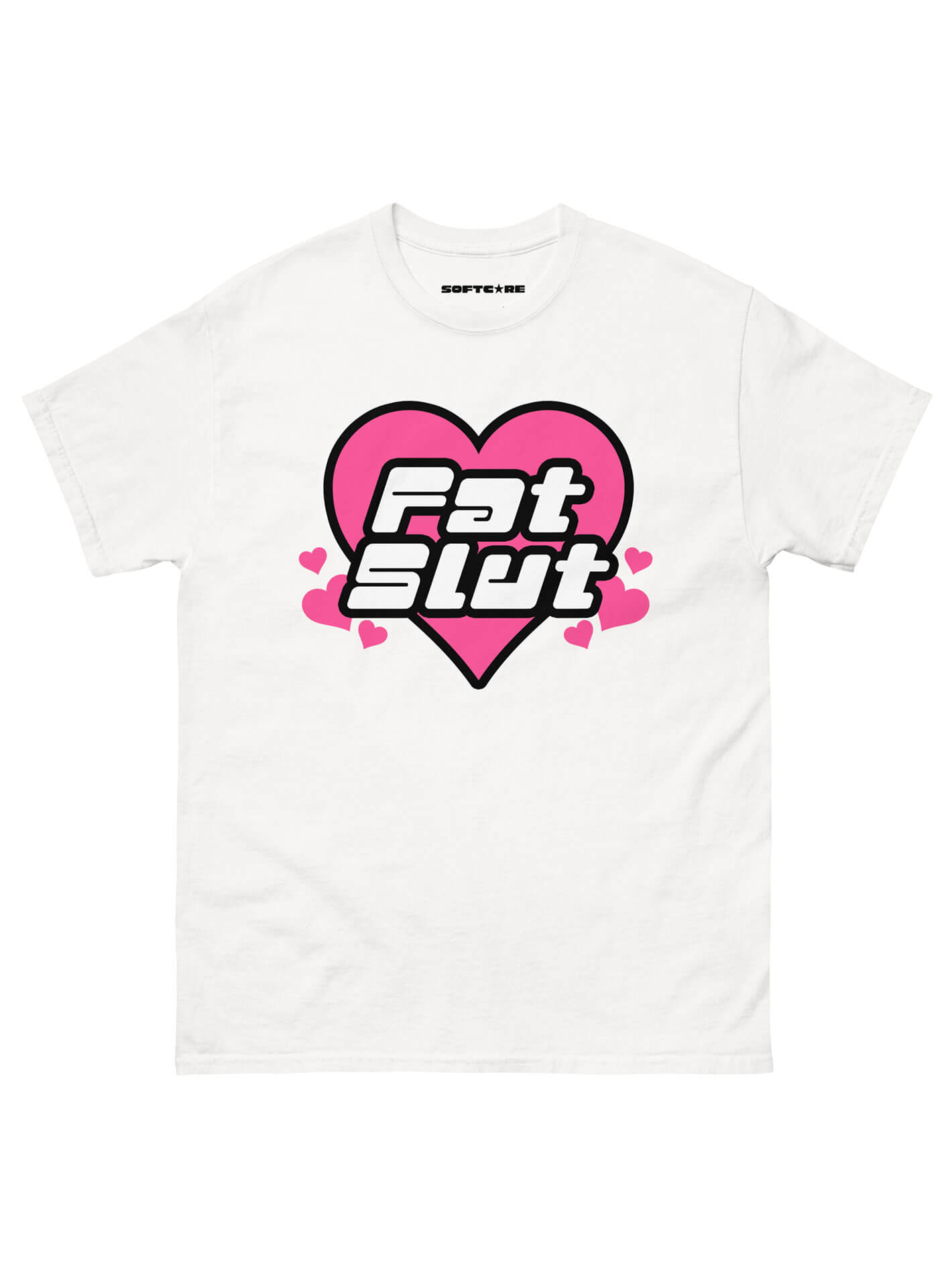 Fat slut plus size white unisex t-shirt.