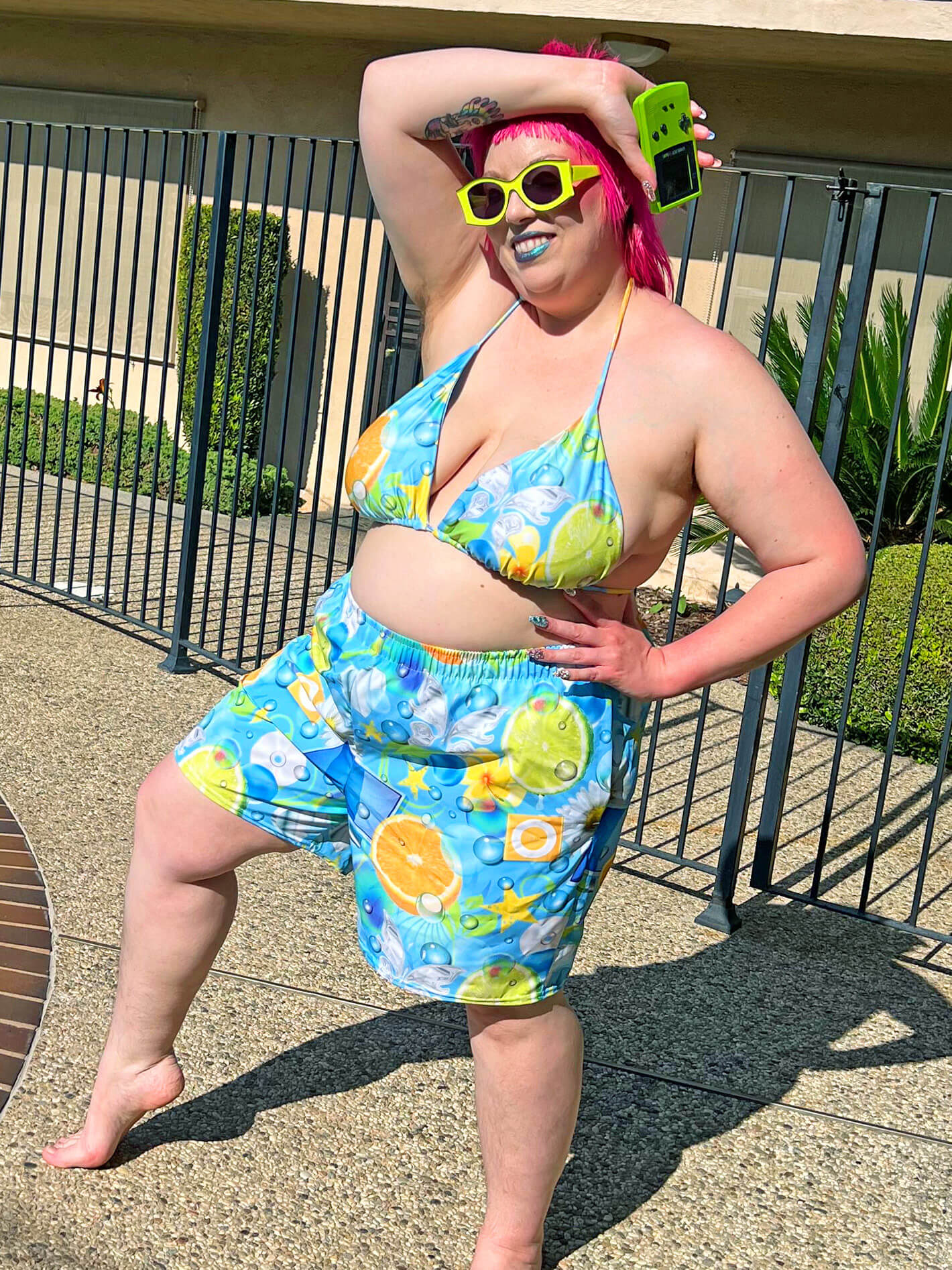 Frutiger aero plus size swim trunk.