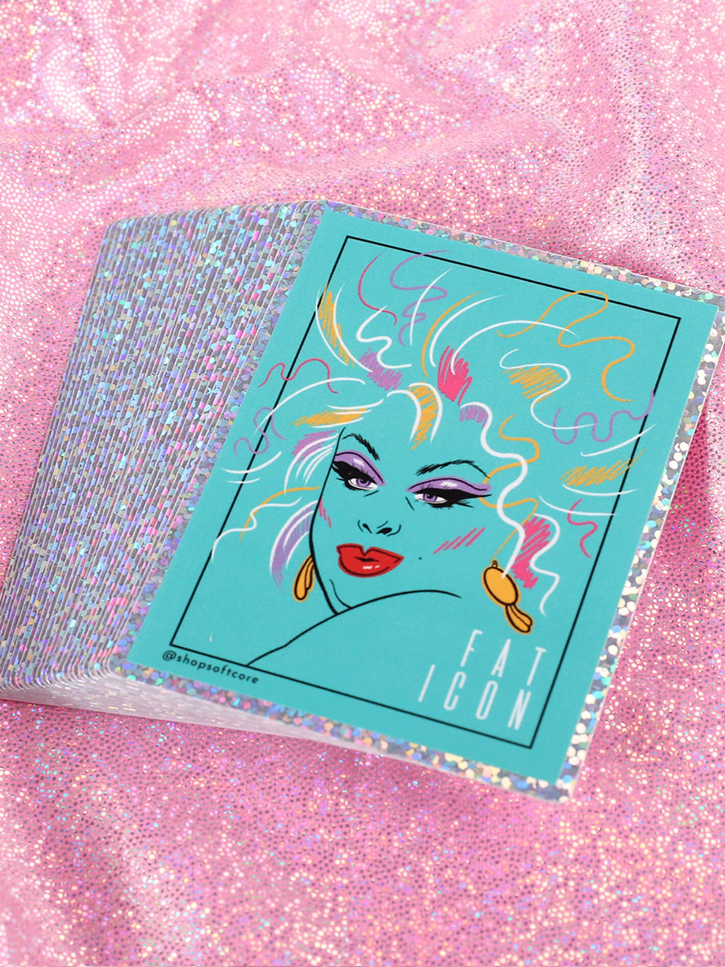 Glittery drag queen gay Divine sticker.