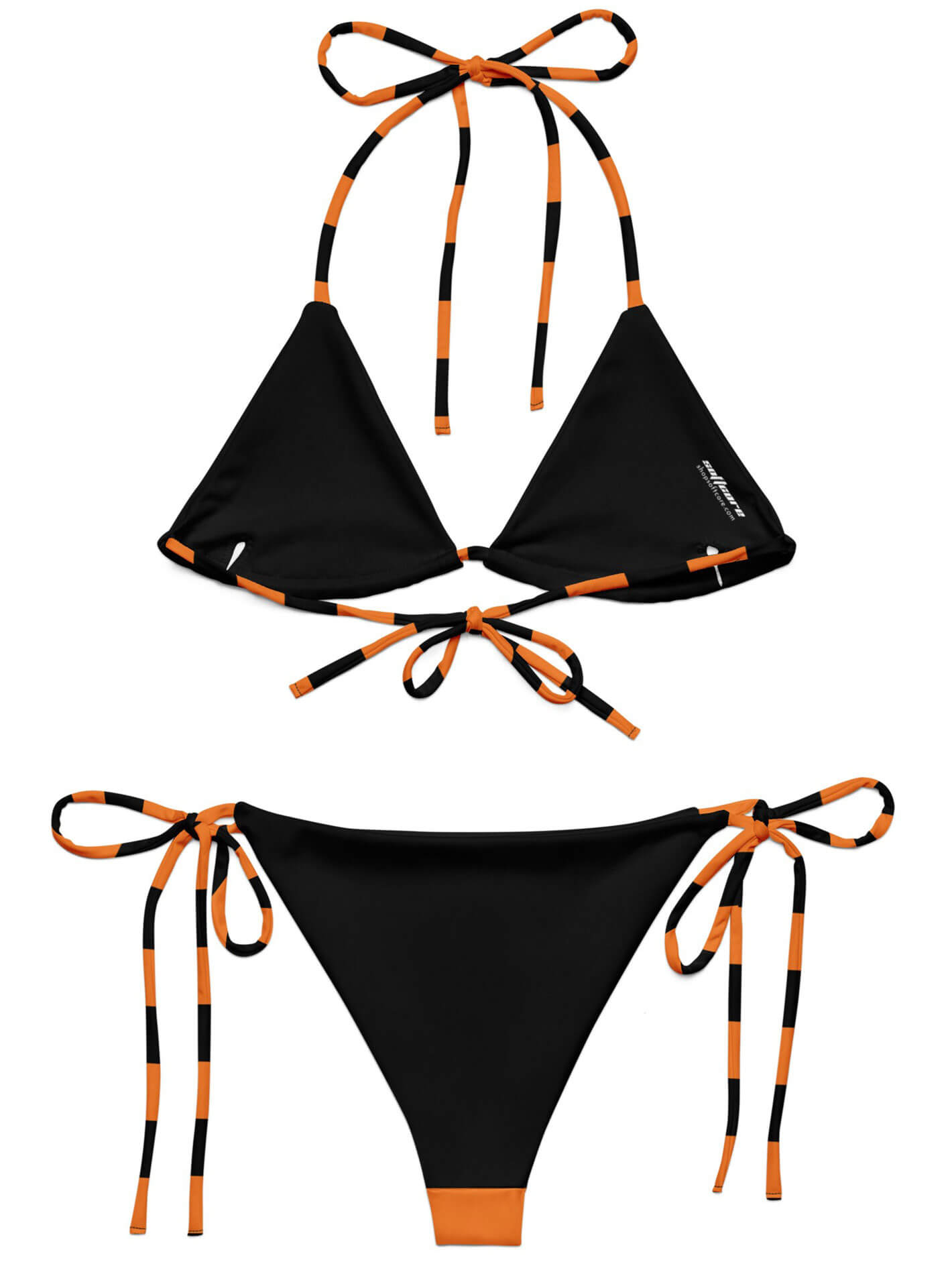 Halloween plus size black and orange bikini.
