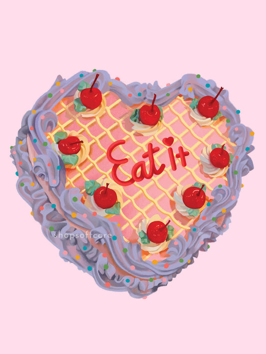 Kawaii retro cake art print.