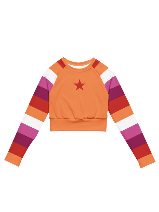 Lesbian pride flag long sleeve crop top.