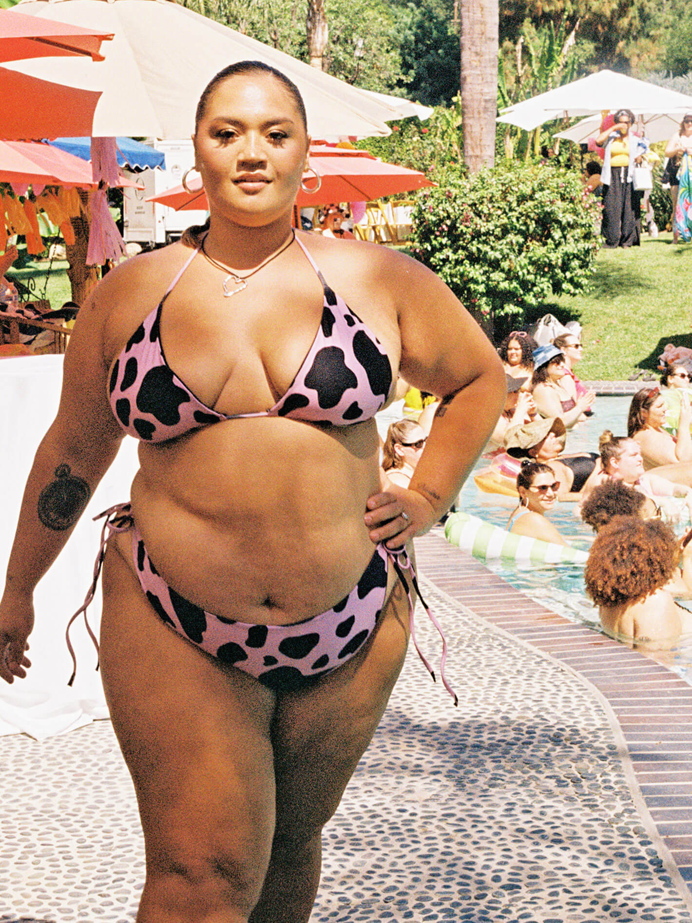 Moo pink cow plus size string bikini.