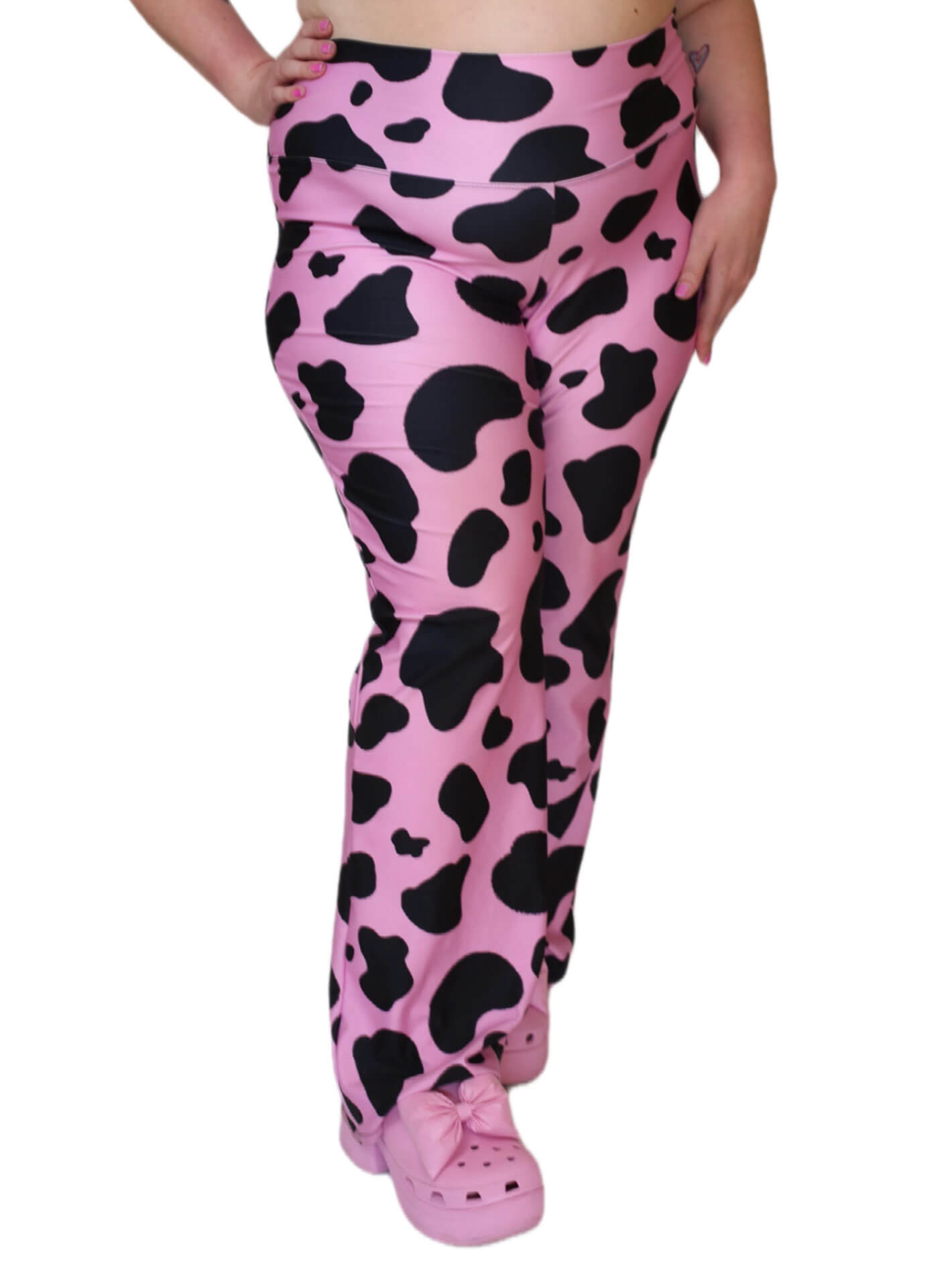 Mood cow print plus size flares.