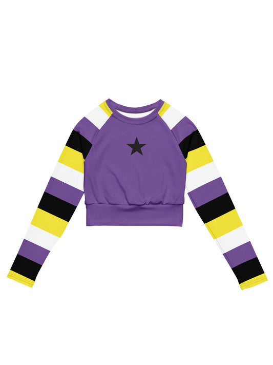 Nonbinary pride long sleeve crop top.