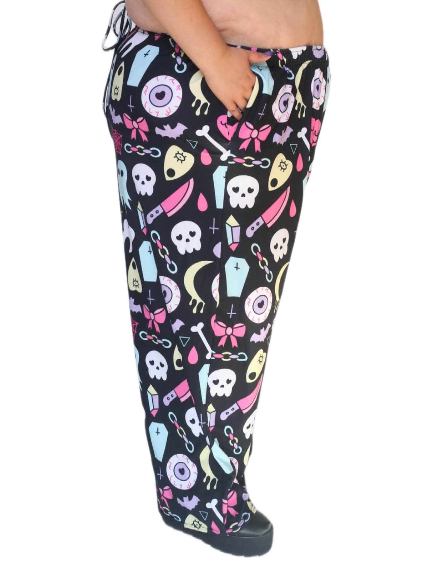 Pastel goth plus size pants.