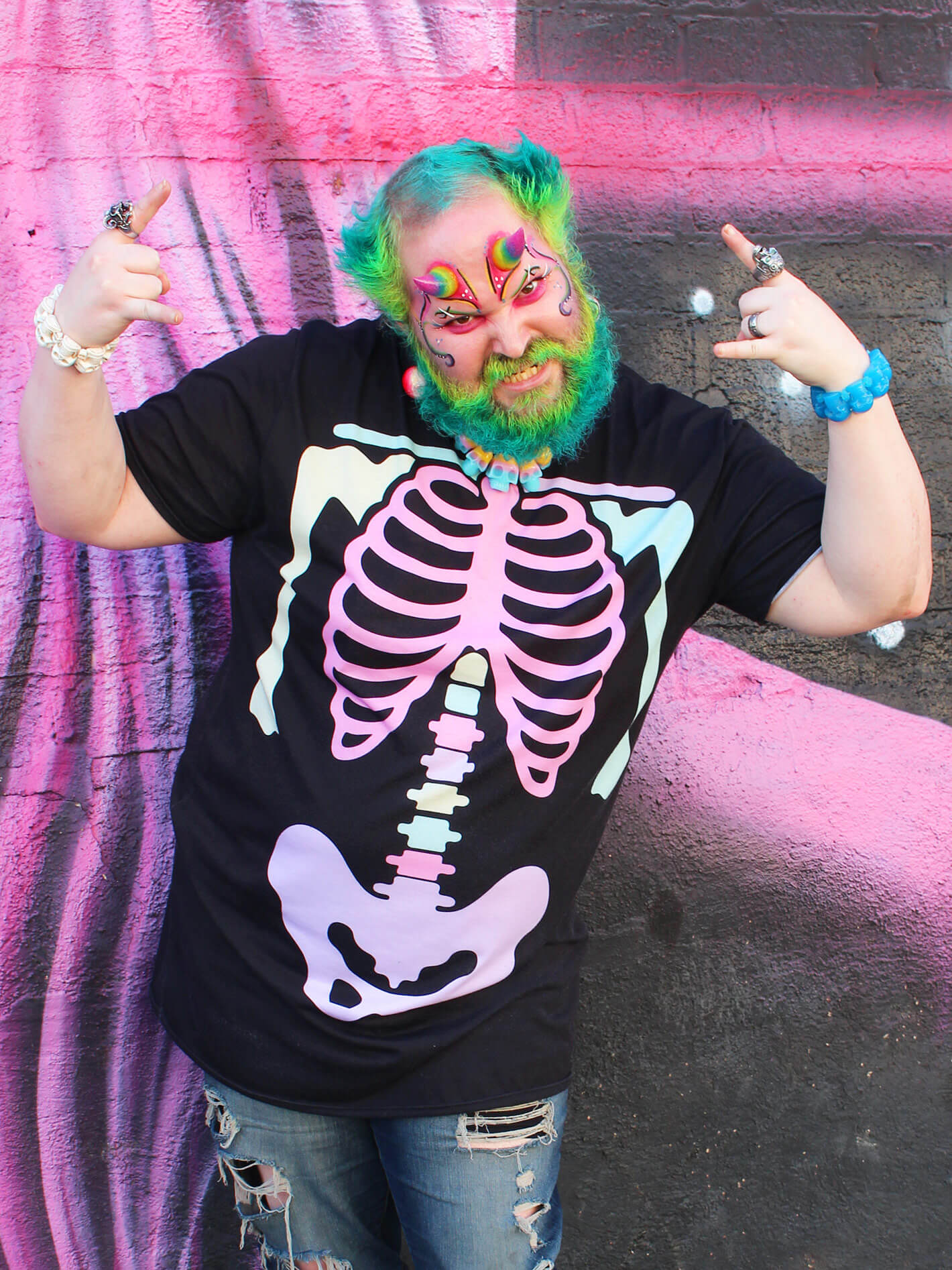 Pastel goth plus size skeleton dress.