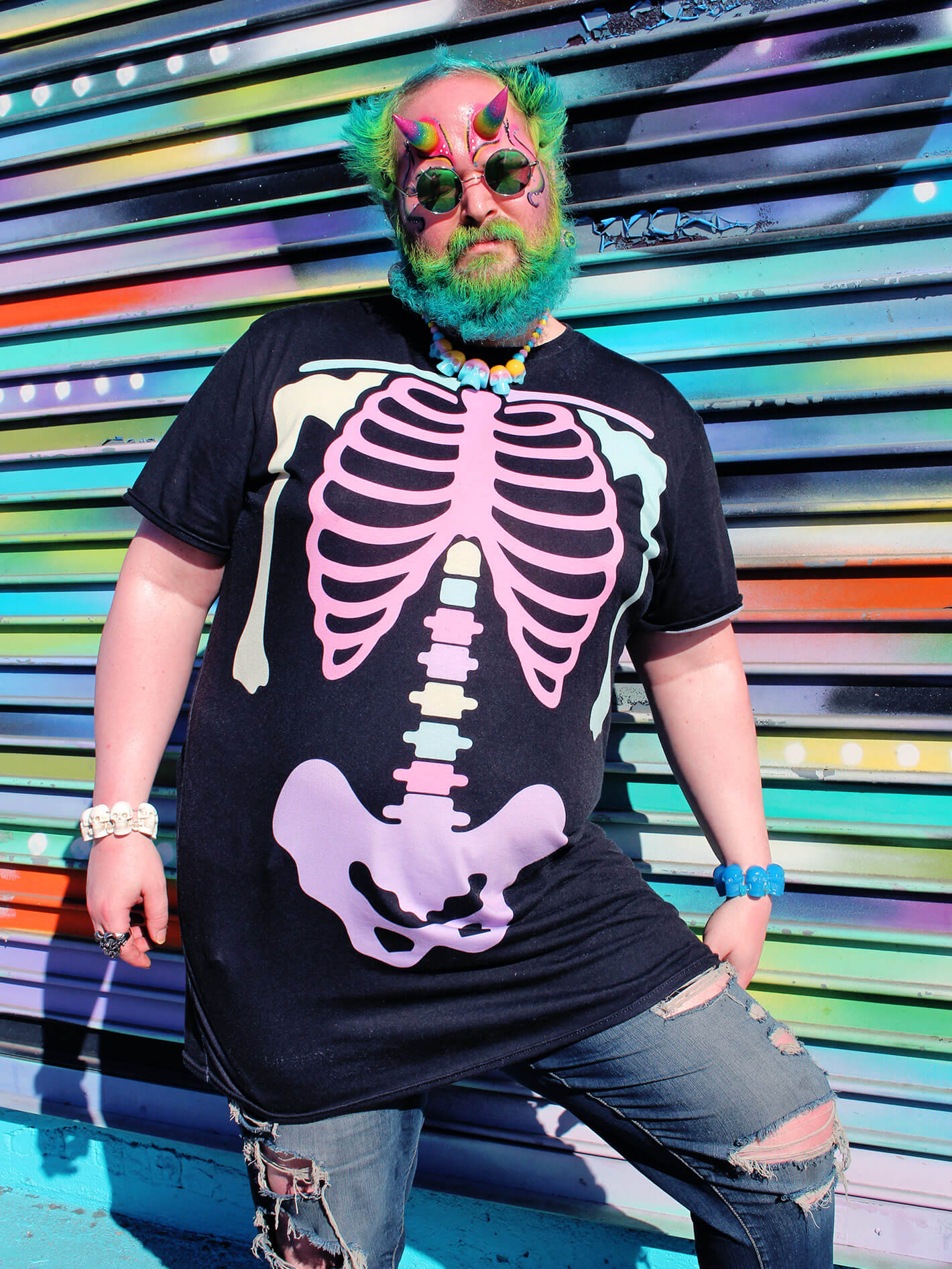 Pastel skeleton plus size t-shirt dress.