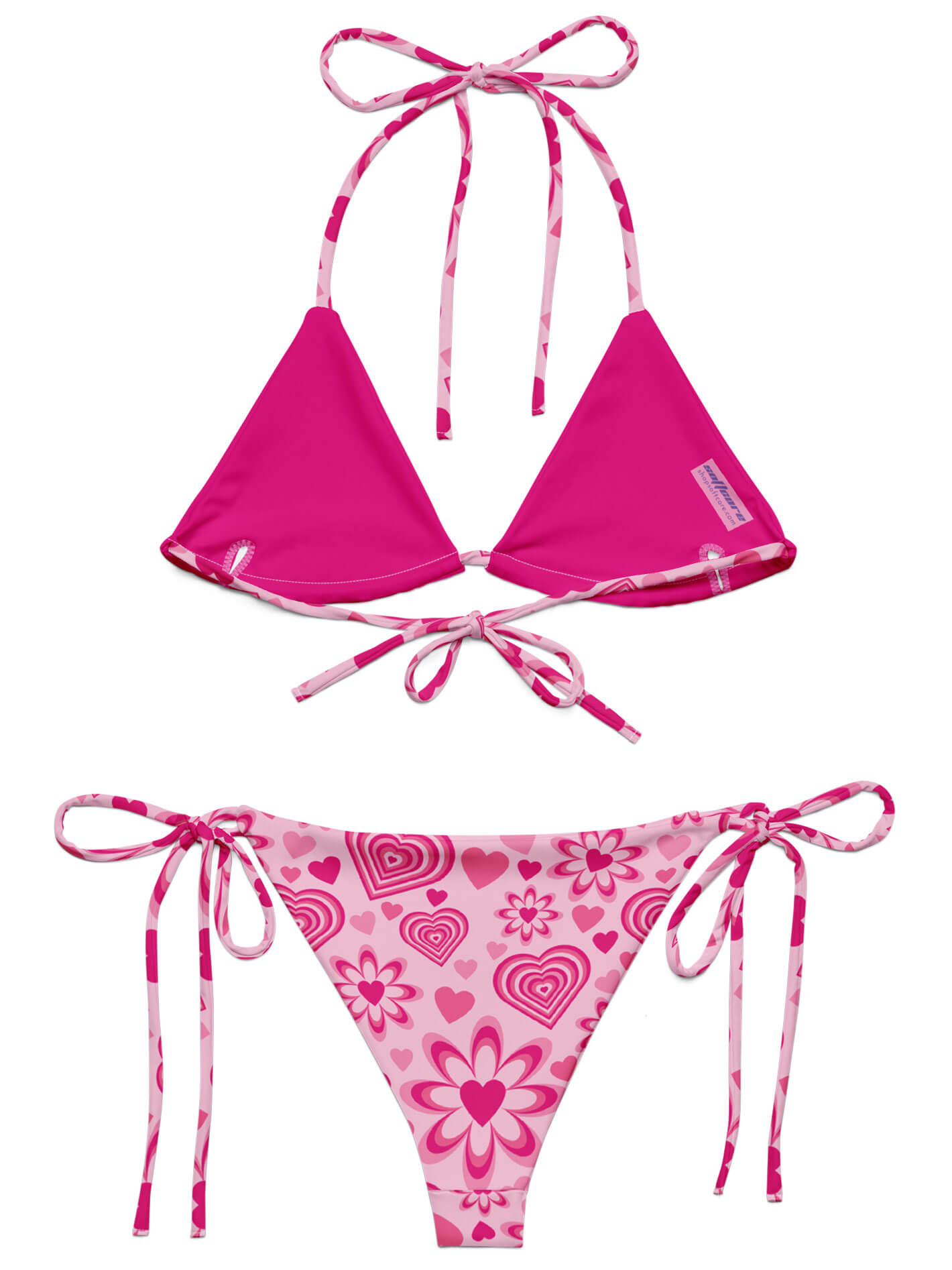 Pink Barbiecore plus size swimsuit.