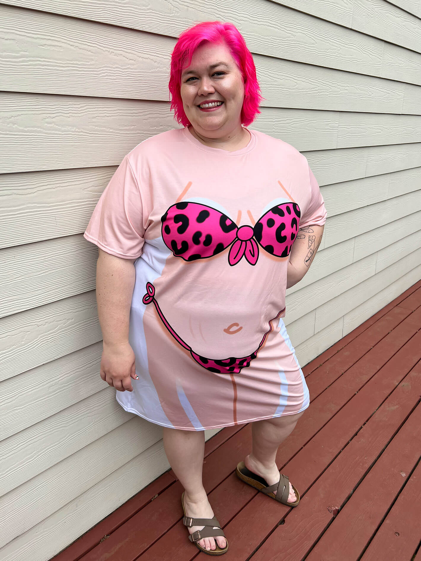 Pink bikini body t-shirt dress Morgansgotjokes.
