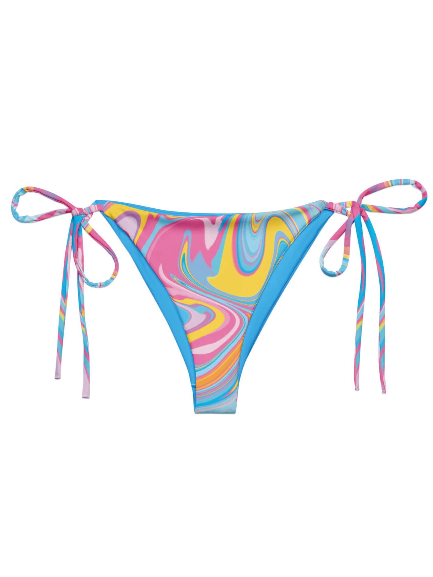 Pink blue and yellow marble plus size bikini bottom.
