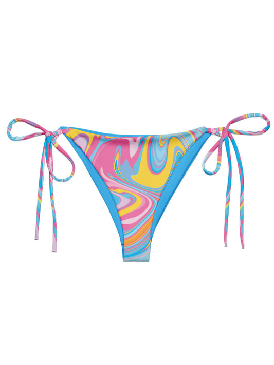 Pink blue and yellow marble plus size bikini bottom.