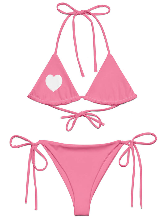 Pink coquette plus size string bikini.