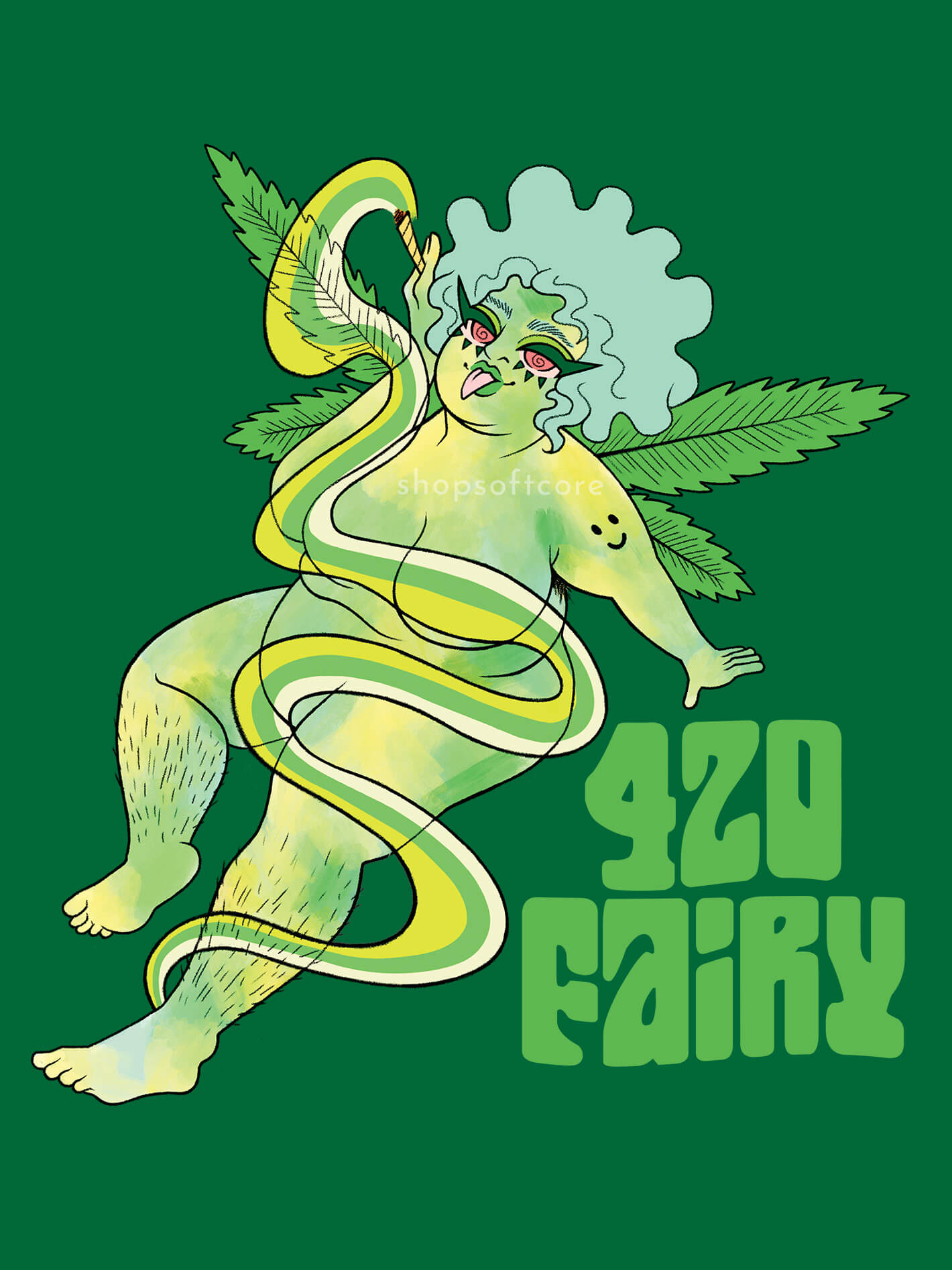 Plus size 420 fairy art print.