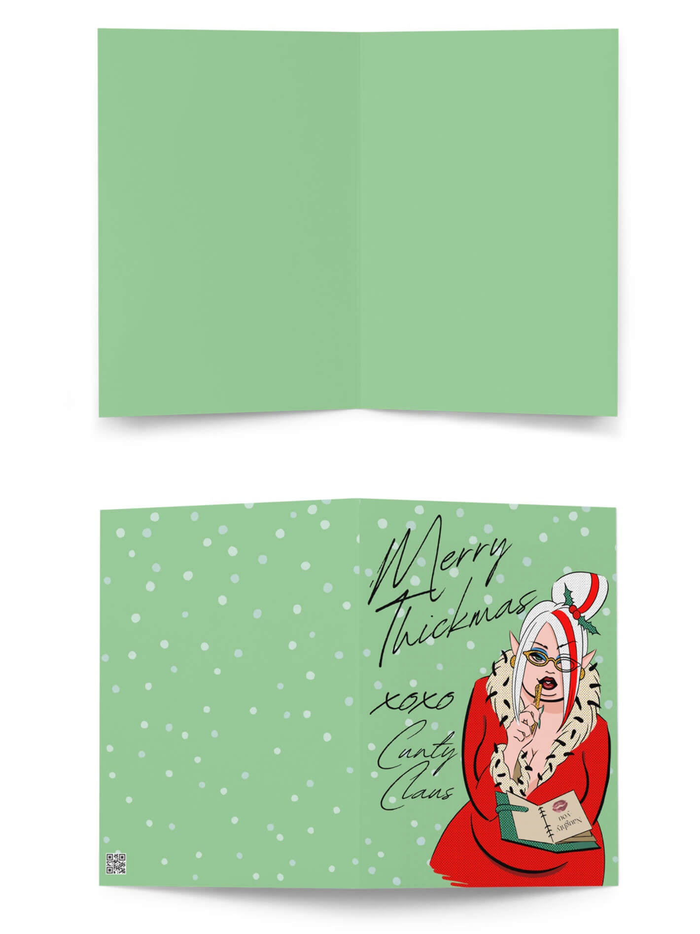 Plus size Christmas themed greeting card.