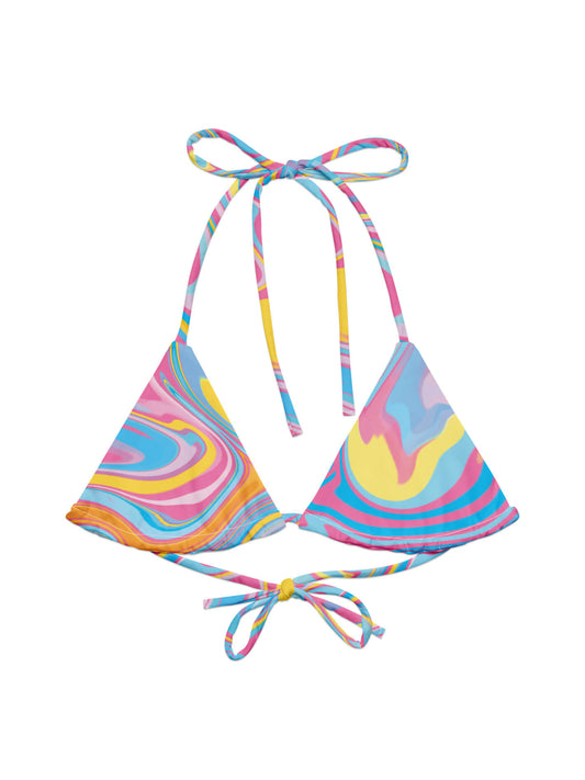Plus size colorful marble bikini top.