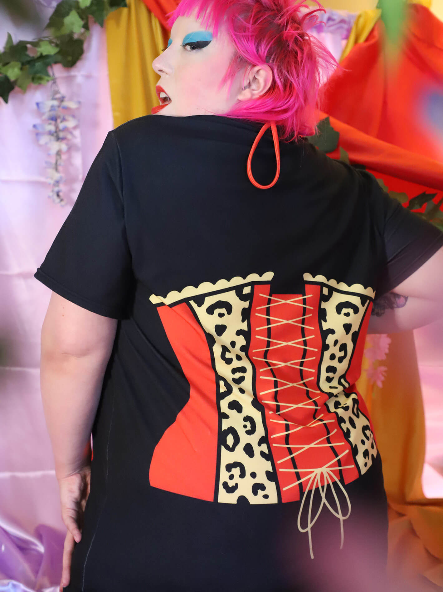 Plus size corset t-shirt dress leopard.