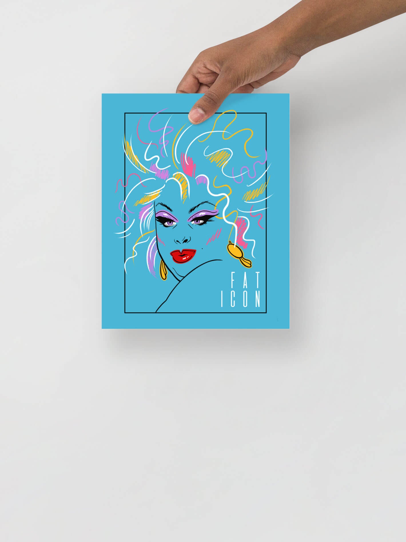 Plus size rag queen Patrick Nagel style art print.