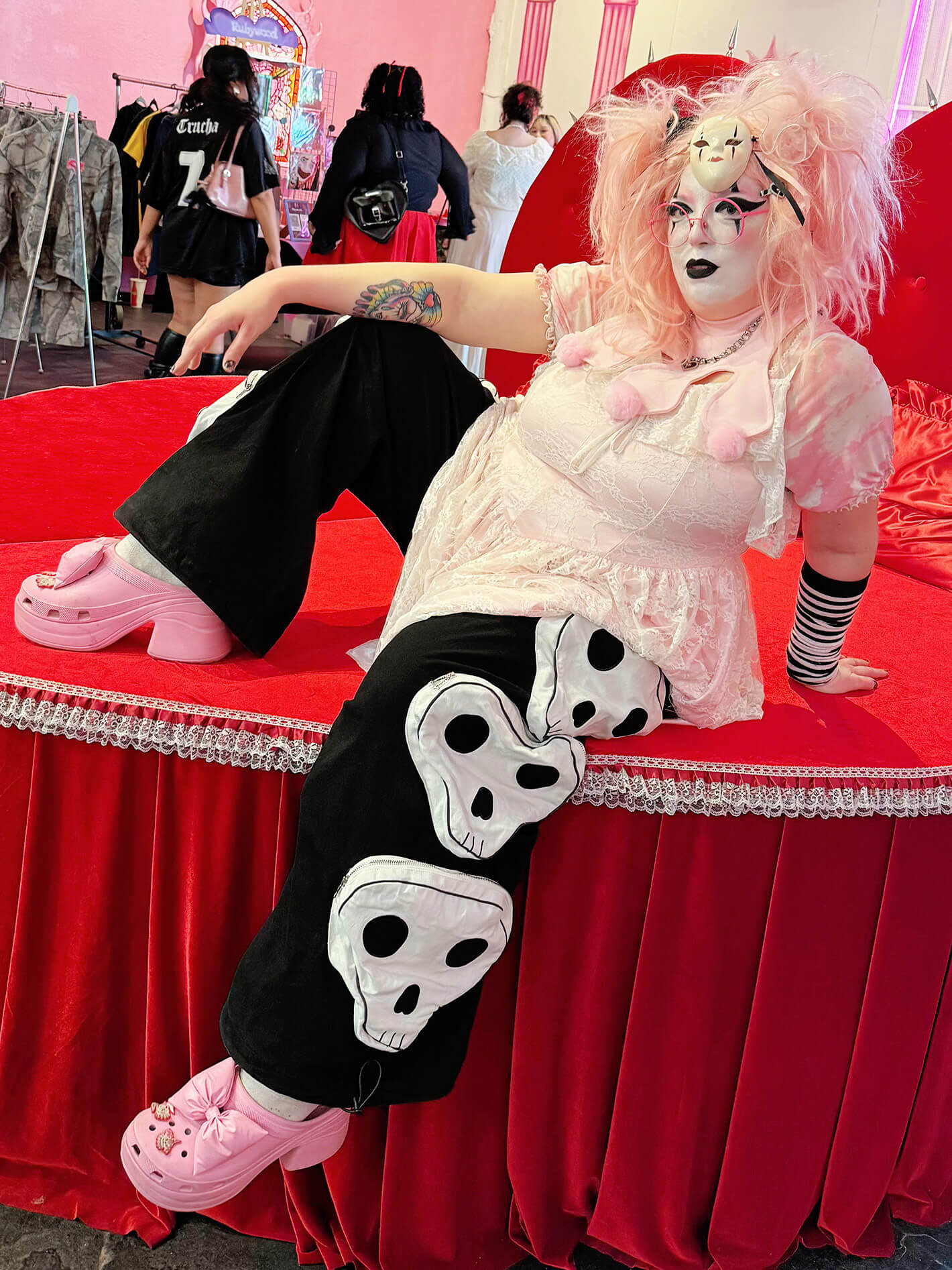 Plus size goth clown raver pants.