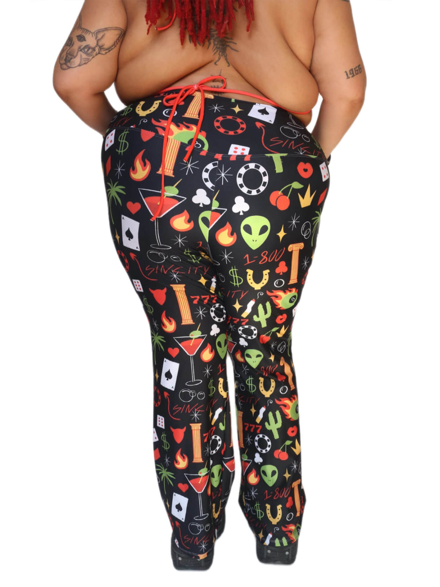 Plus size kitschy Vegas rockabilly pants.