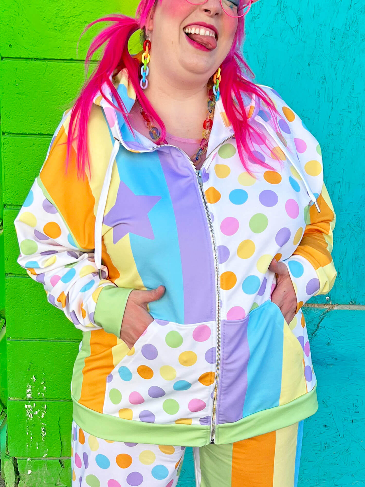 Plus size pastel circus zip up hoodie.
