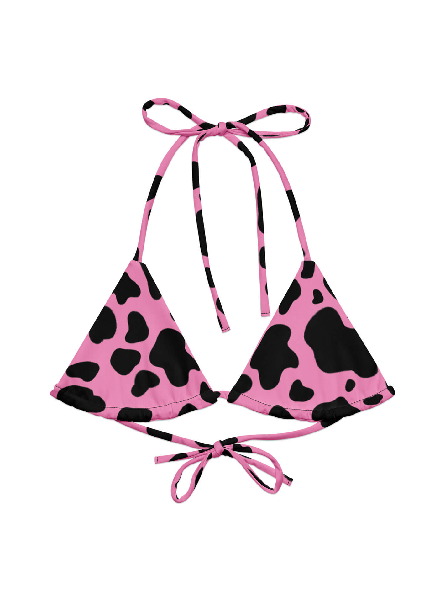 Plus size pink cow print bikini top.
