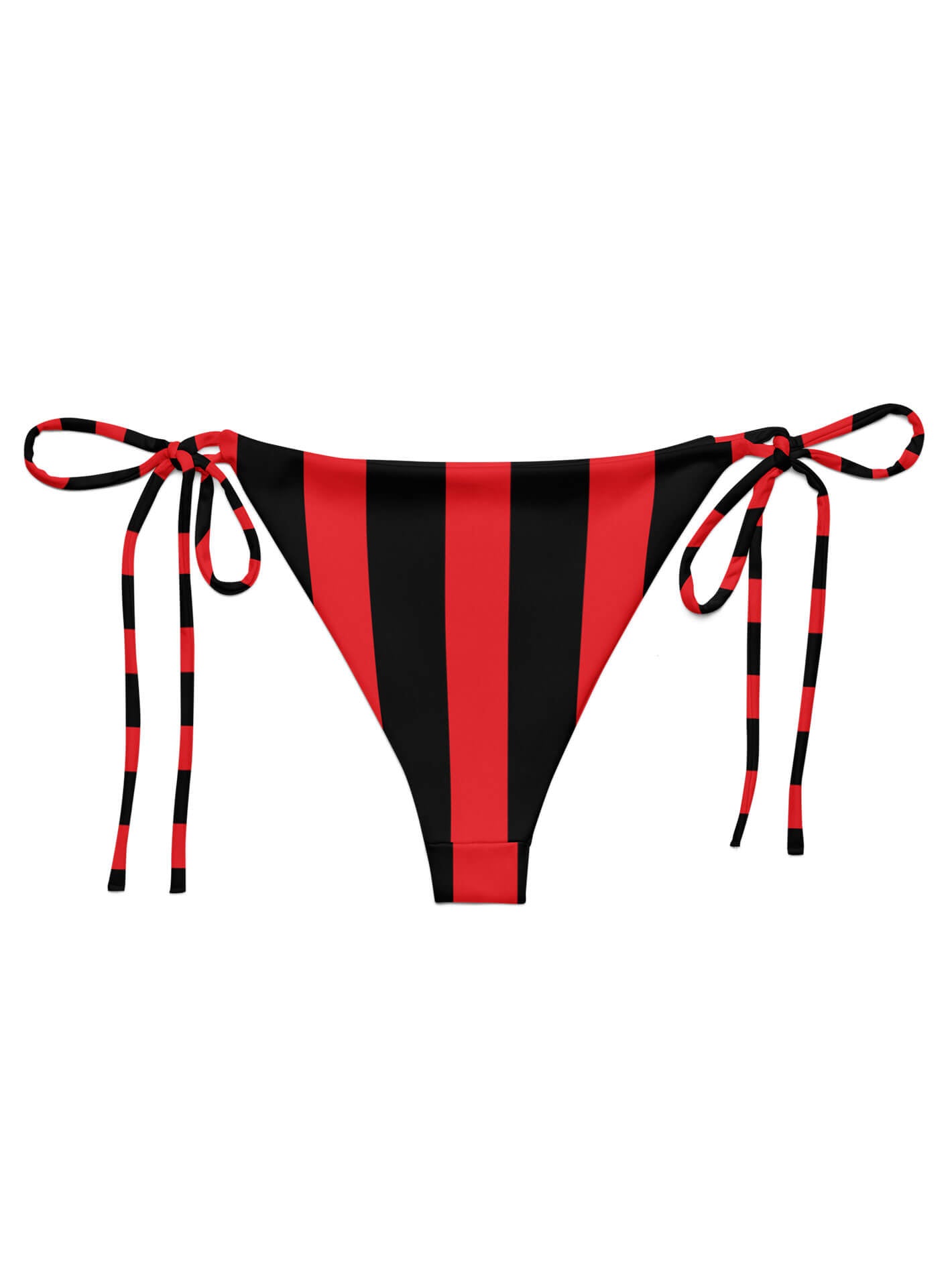 Plus size red and black striped bikini bottom.