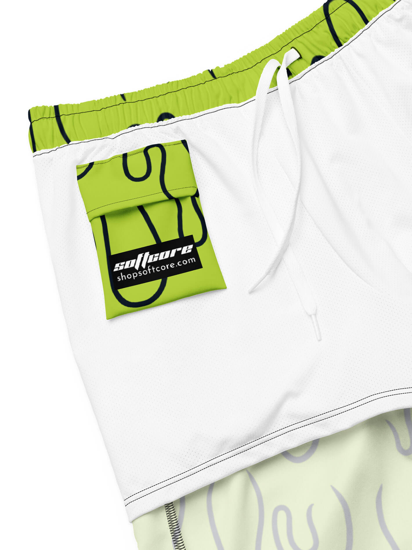 Plus size slime print swim shorts.