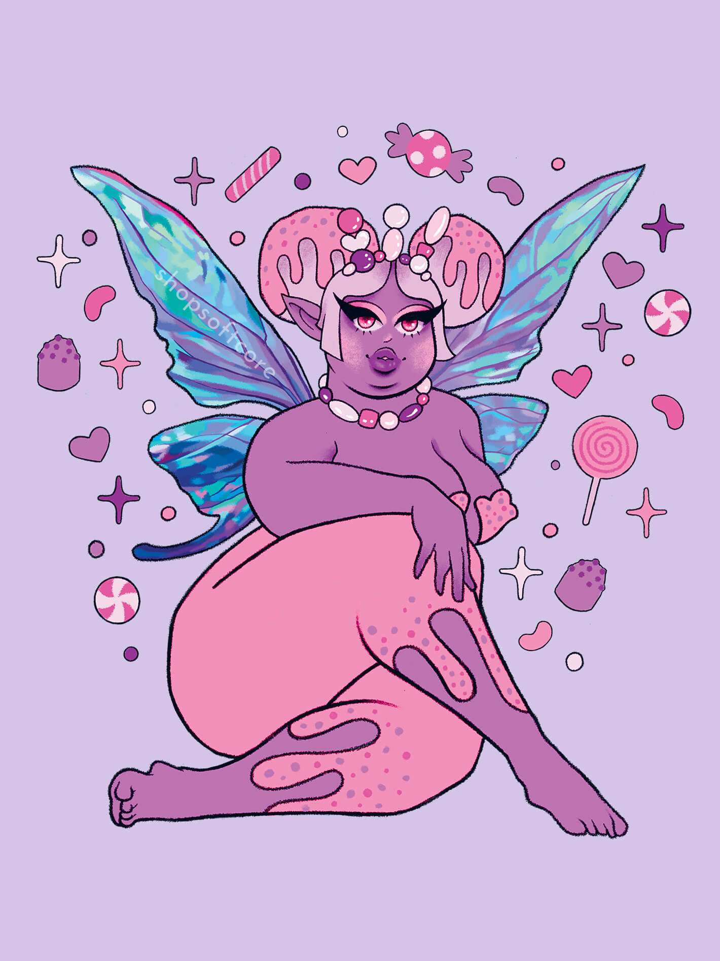Plus size sugar plum fairy art print.