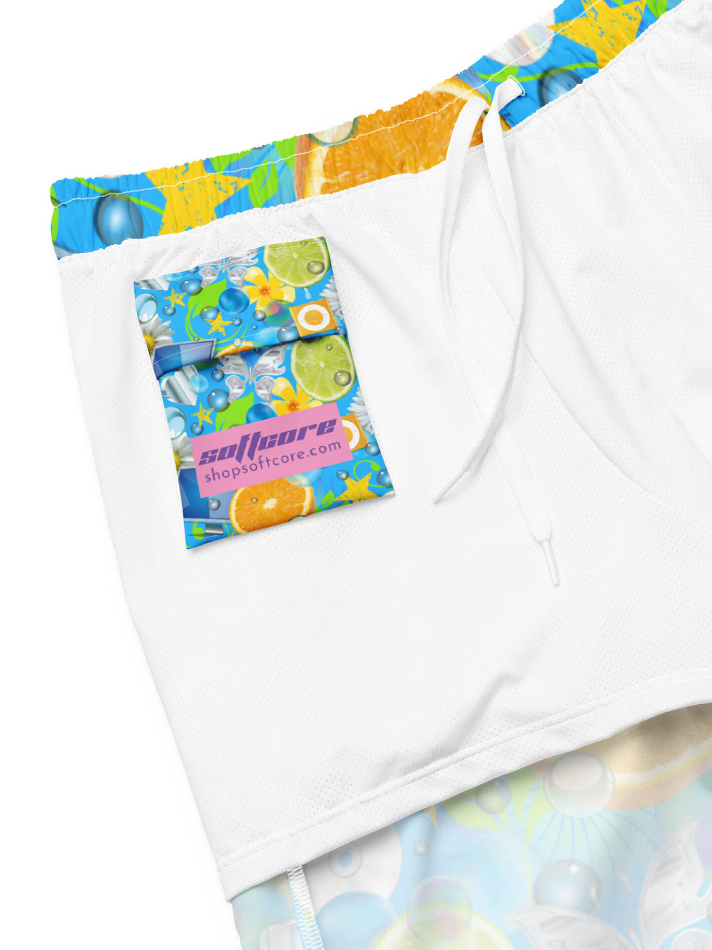 Plus size y2k swim shorts pocket.