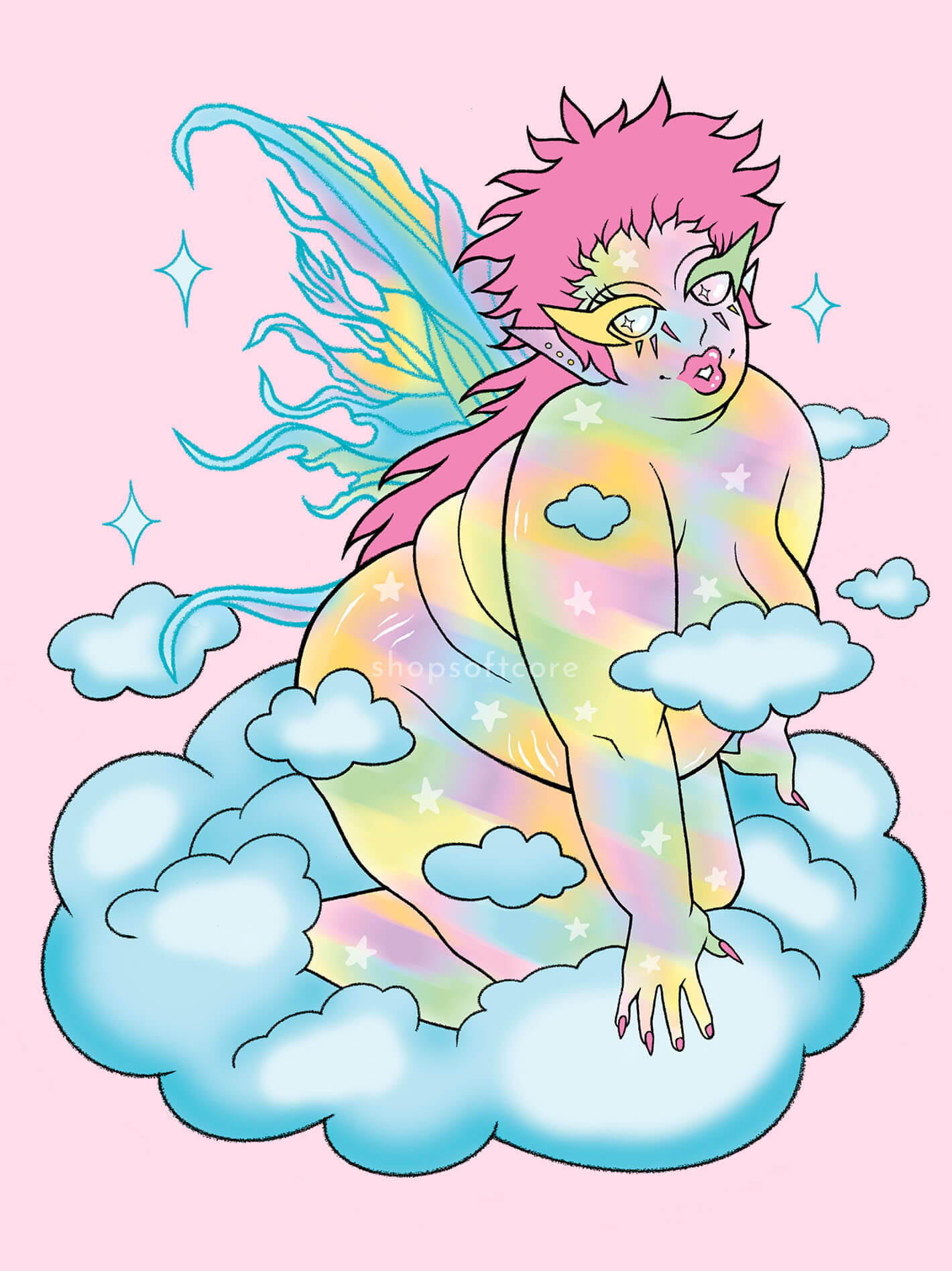 Pride fairy fat positive art print.