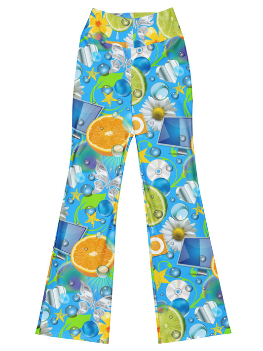 Retro frutiger aero Y2K aesthetic flare leggings.