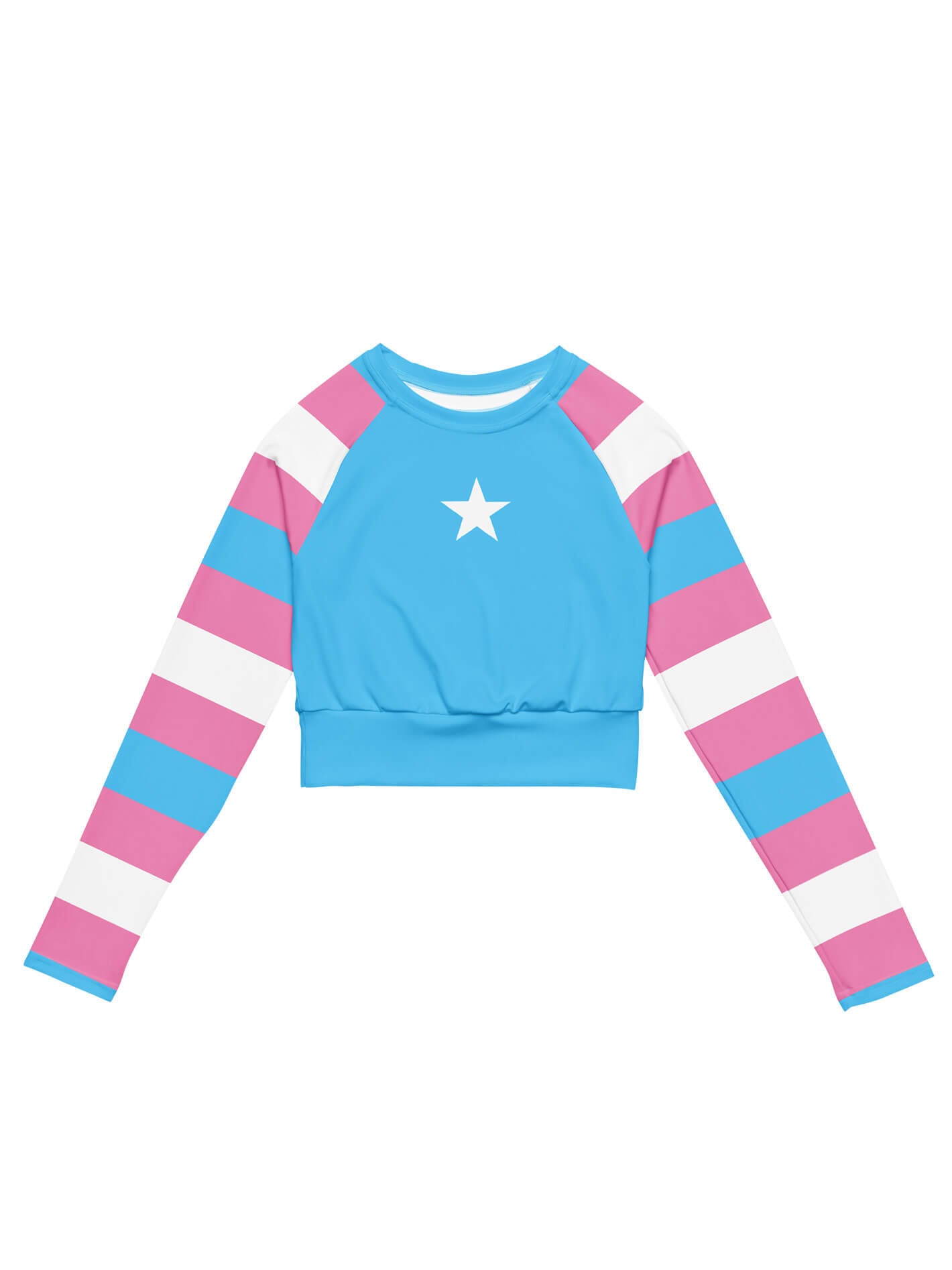 Transgender flag long sleeve crop top.