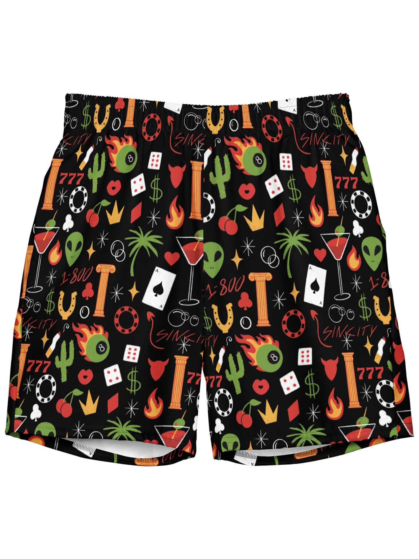 Vegas rockabilly plus size swim trunks.