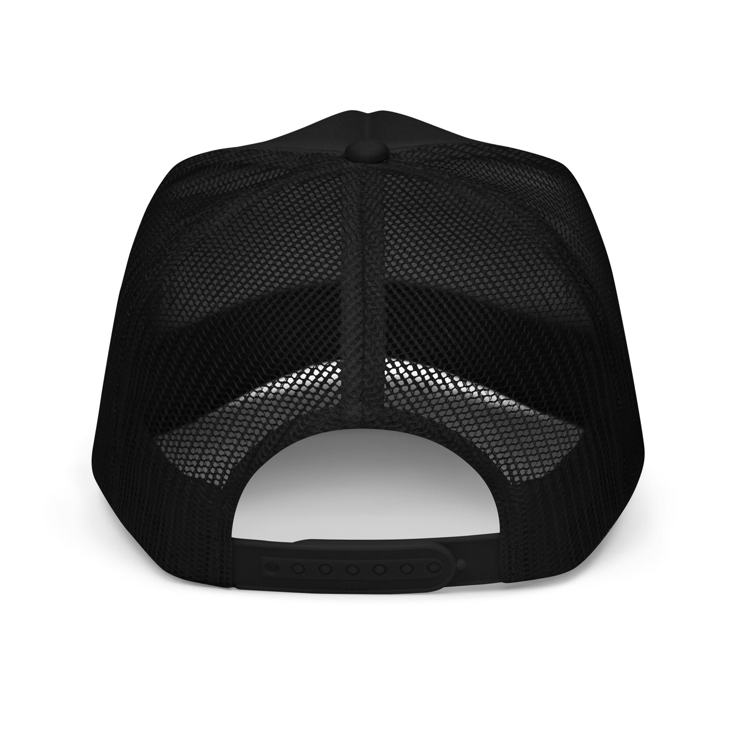 Black mesh trucker hat.