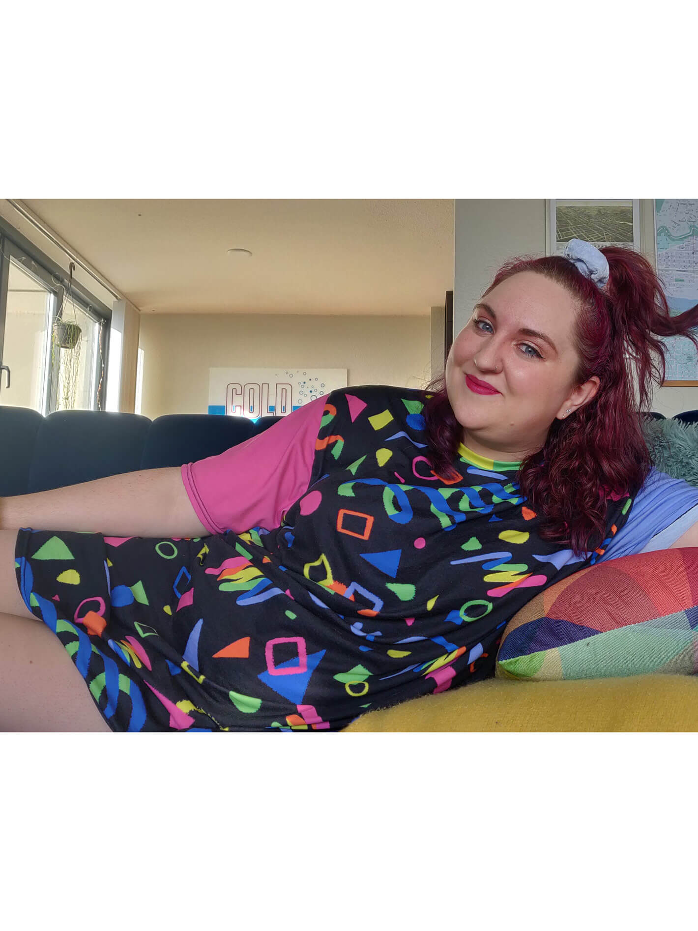 Roller rink pattern dress.
