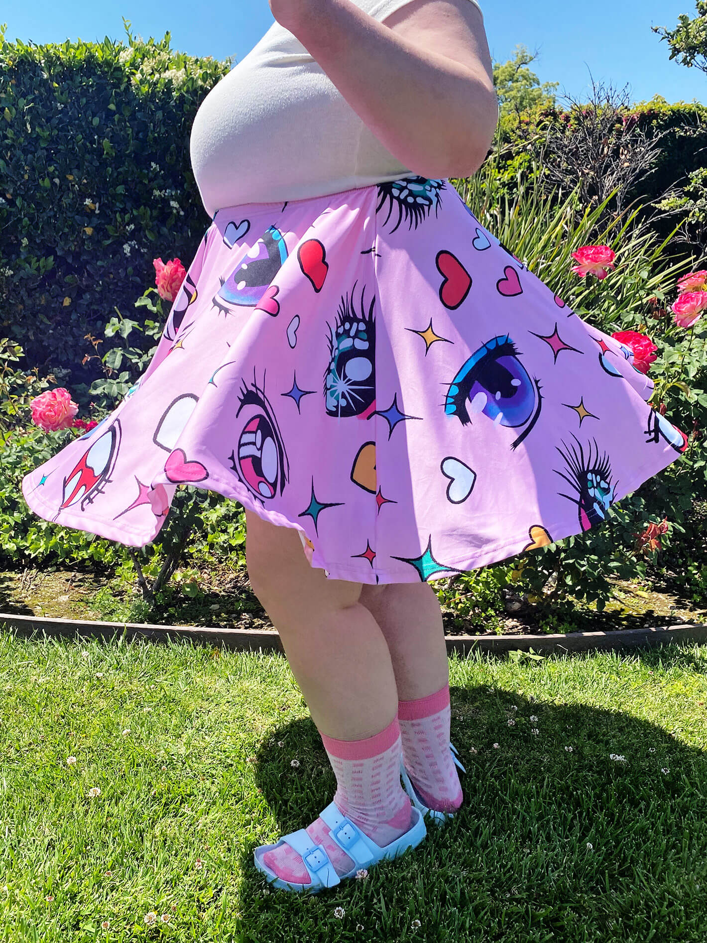 Anime eye skater skirt.