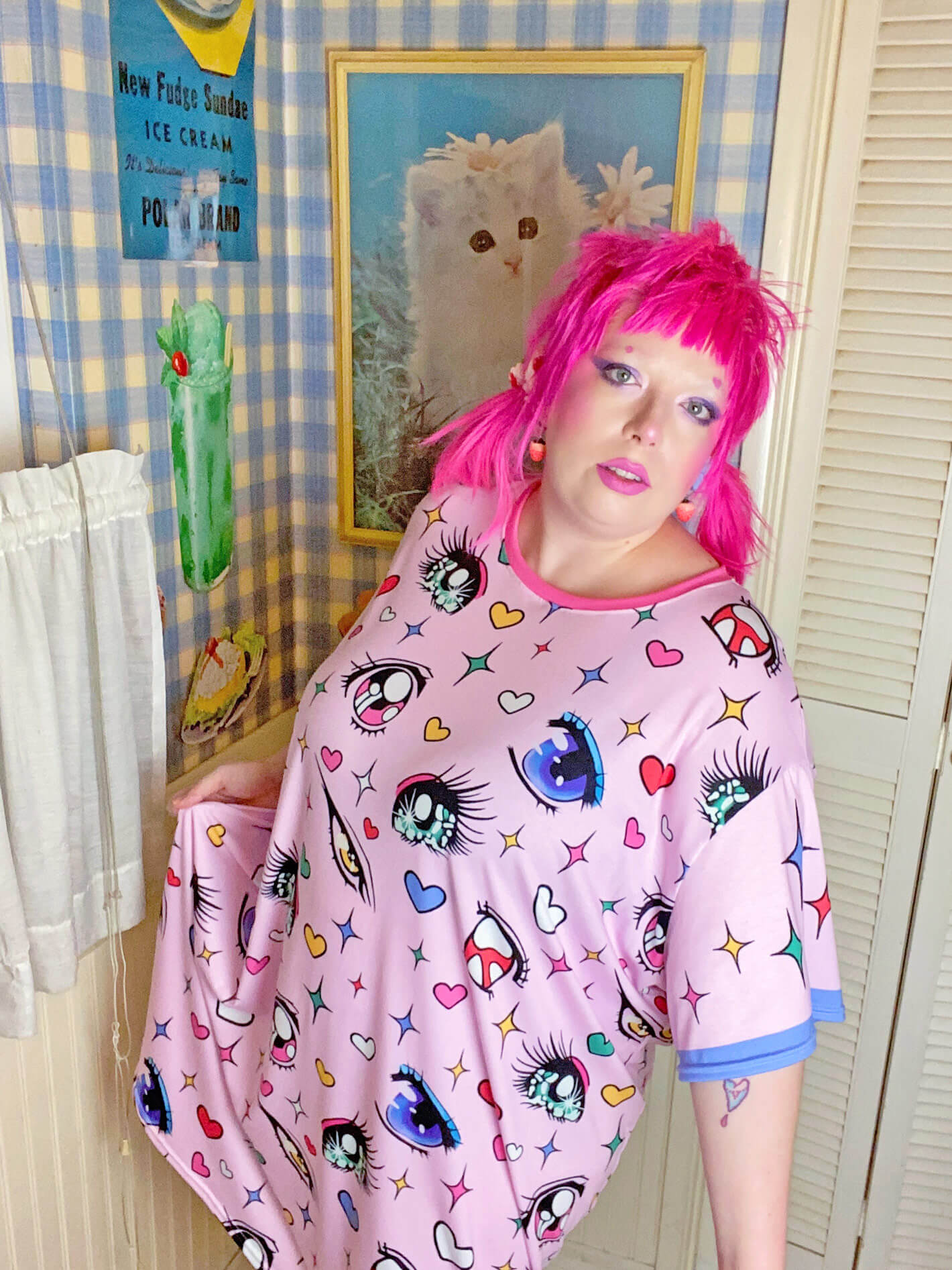 Plus size anime eye oversized t-shirt.