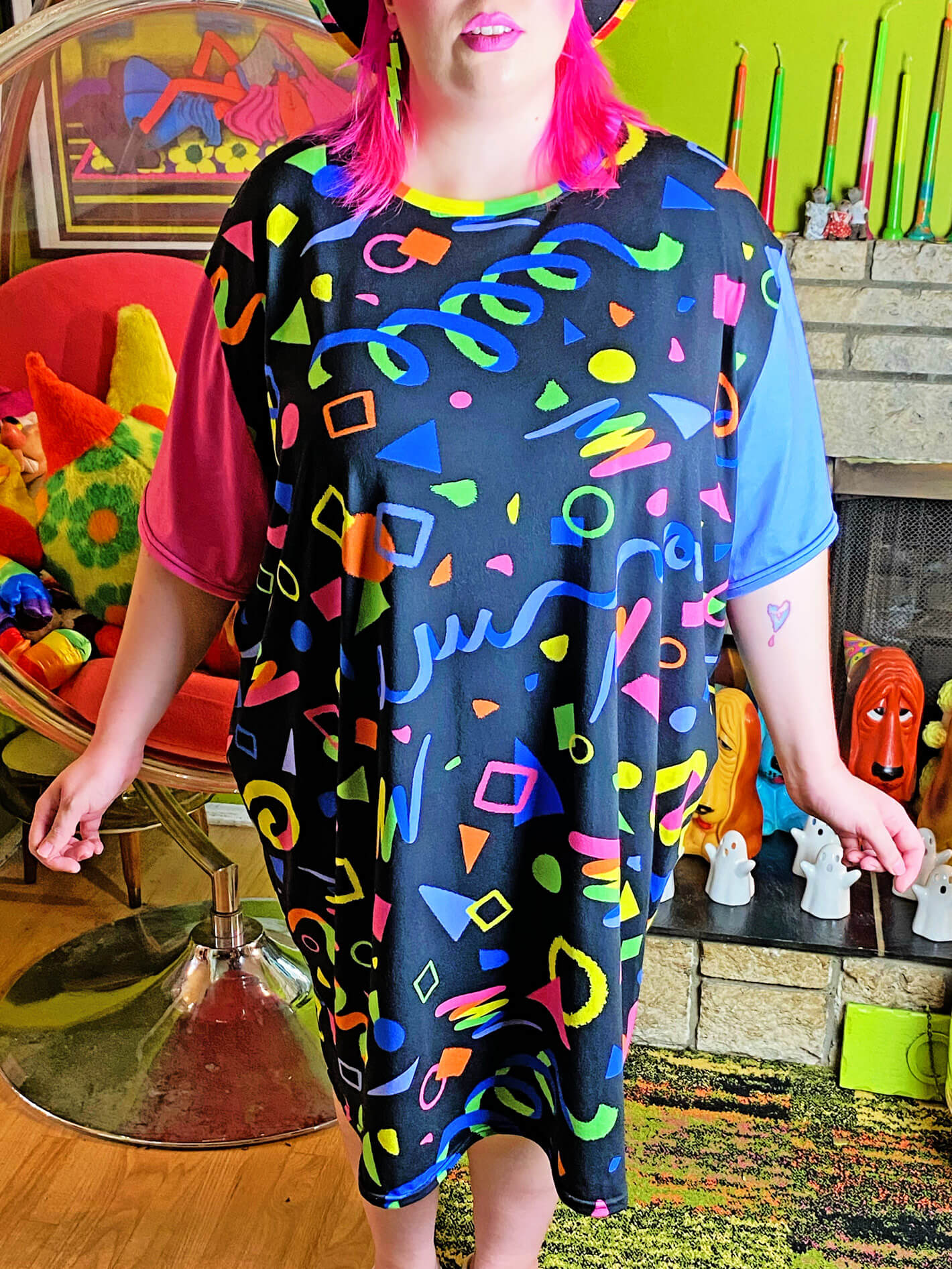 90s confetti print dress.