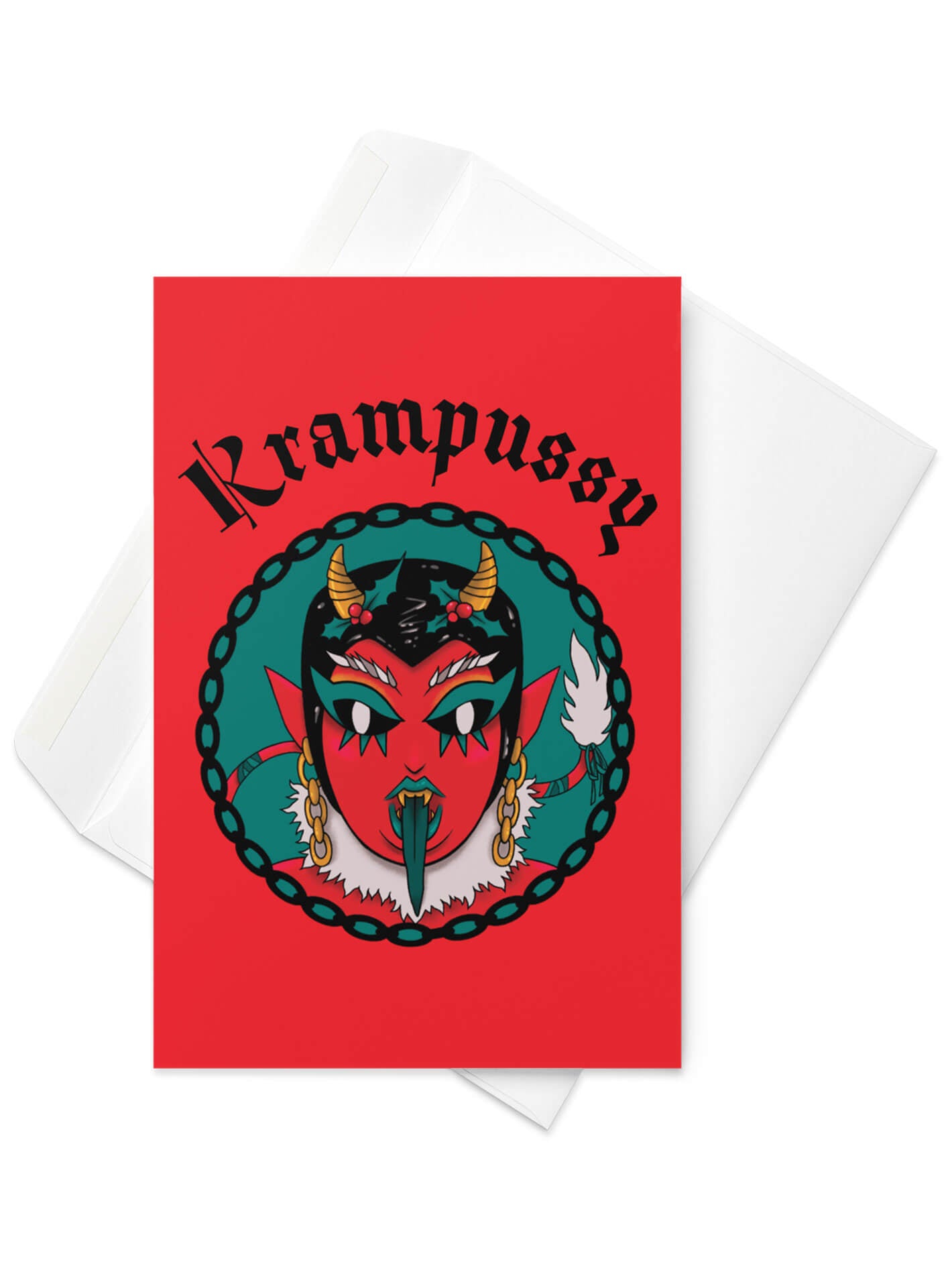 Sexy Krampus holiday card.