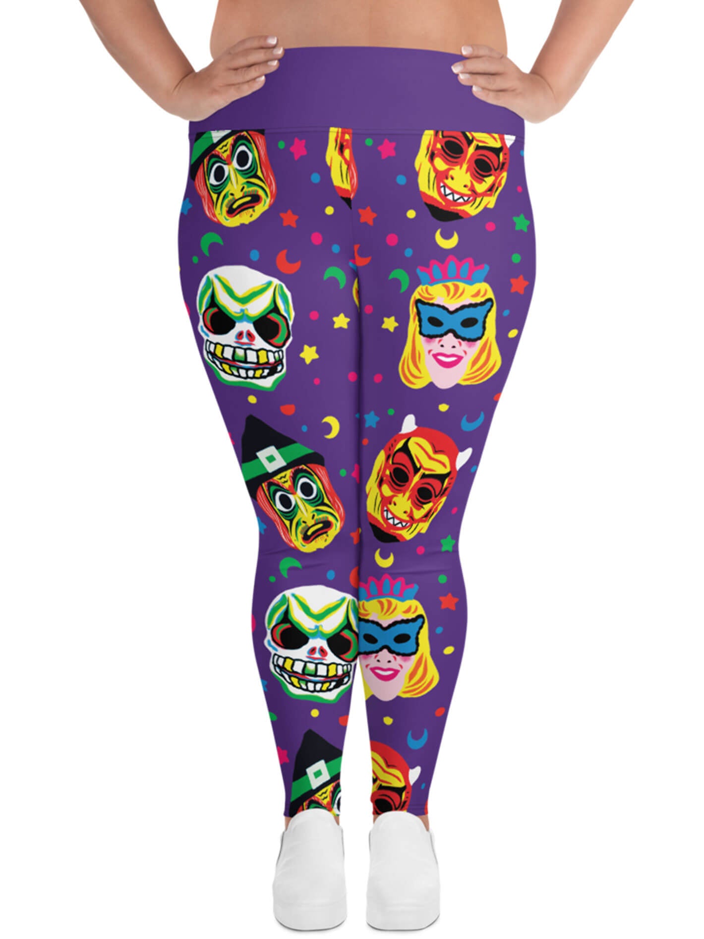 Vintage Halloween mask leggings.