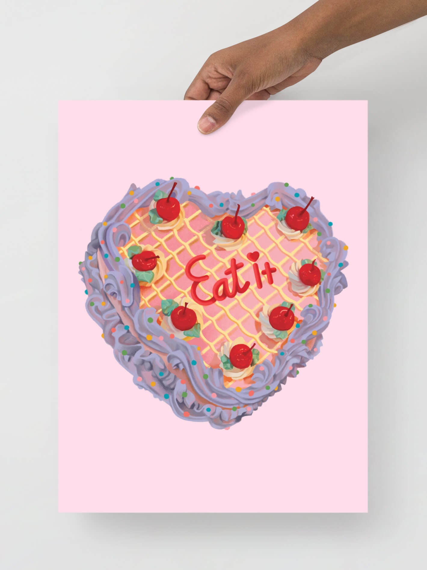 Vintage kawaii cake art print.